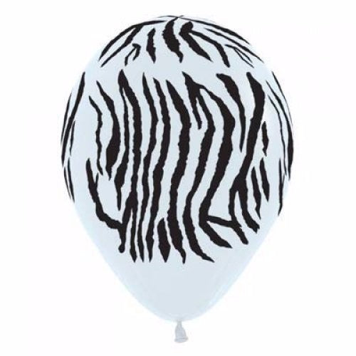 Balloons - Zebra Animal Print Black & White  - Pack of 12