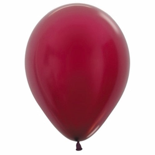 12cm Metallic Pearl Burgundy Latex Balloons  - Pack of 50