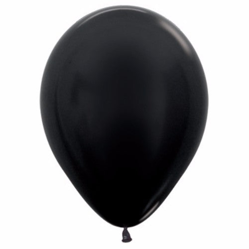 12cm Metallic Pearl Onyx Black Latex Balloons  - Pack of 50