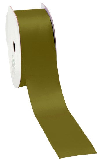Satin ribbon in avocado green, 38mm wide and 25m long, perfect for crafting, gift wrapping, and elegant decorations.