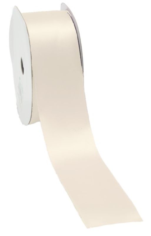 Luxurious ivory satin ribbon, 38mm x 25m, perfect for crafts, weddings, and gift wrapping with a smooth, elegant sheen.