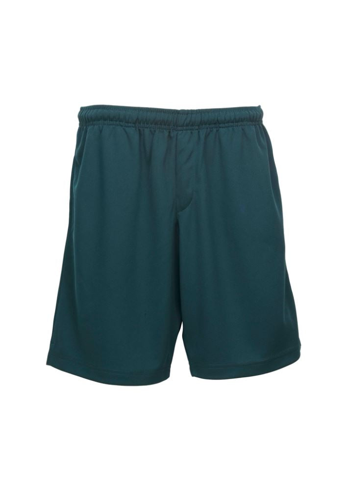 Mens Biz Cool™ Shorts in Forest, size 5XL, featuring breathable mesh, elastic waist, side splits, and pockets for comfort and style.
