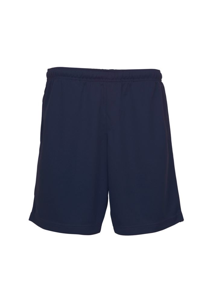 Navy Kids Biz Cool™ Shorts in Size 12, featuring breathable mesh knit, elastic waist, side pockets, and mobility-enhancing splits.