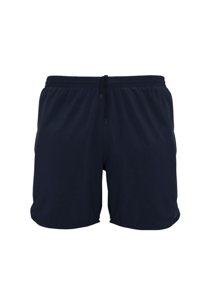 Kids Tactic Shorts in Navy, size 10, featuring breathable fabric, quick-dry, mesh panels, and reflective visibility tape.