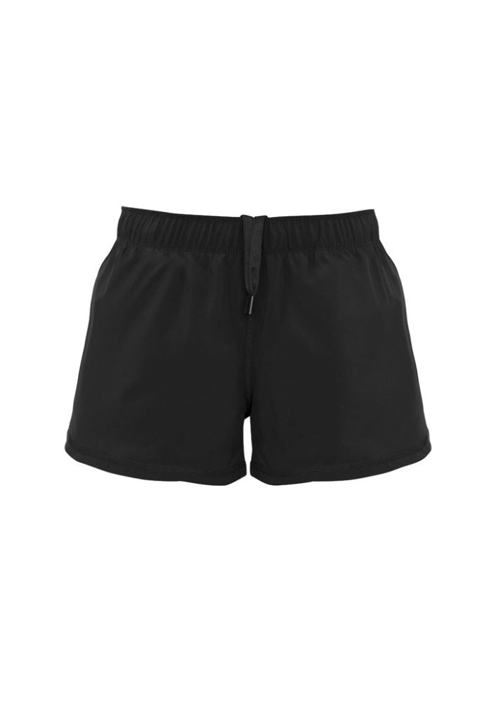 Ladies Tactic Shorts in black, Size S, featuring breathable fabric, mesh panels, reflective tape, and secure elastic waist.