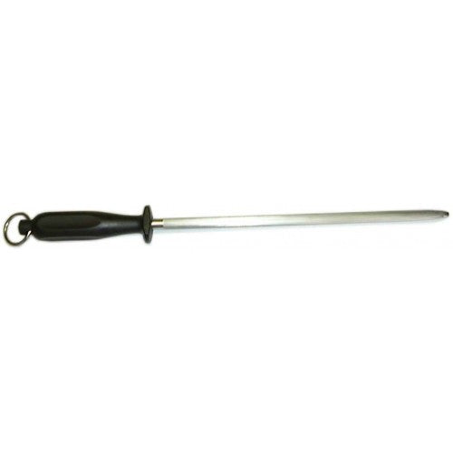 Butchers Steel #3 Fine Cut 12" features a 12-inch blade with a durable handle for quickly sharpening kitchen knives.