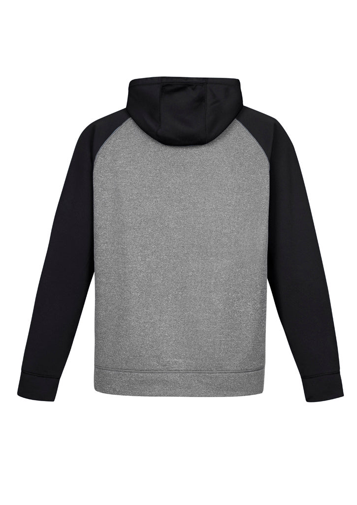 Mens Hype Two Tone Hoodie in Grey Marle and Black, featuring raglan sleeves, kangaroo pocket, and perfect for activewear.