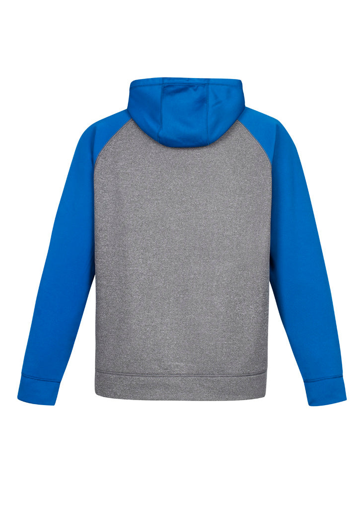 Men's Hype Two Tone Hoodie in grey marle and royal, featuring a raglan sleeve, kangaroo pocket, and sporty drawstring.