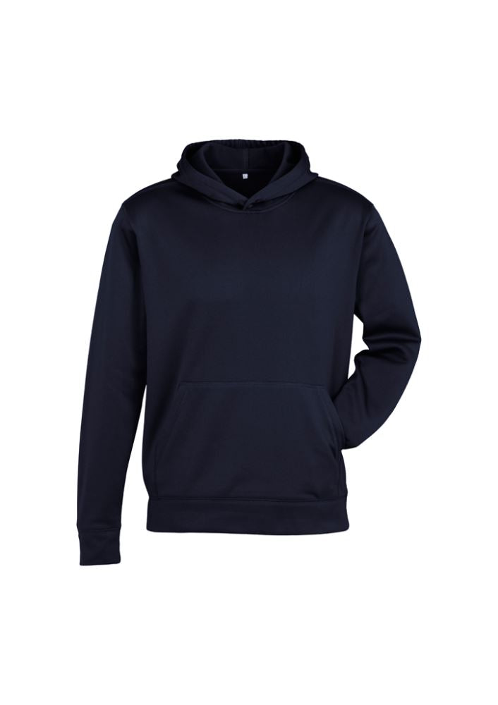Navy Kids Hype Pull-On Hoodie size 14, featuring a kangaroo pocket, soft fleece, and no drawstring for safety and comfort.