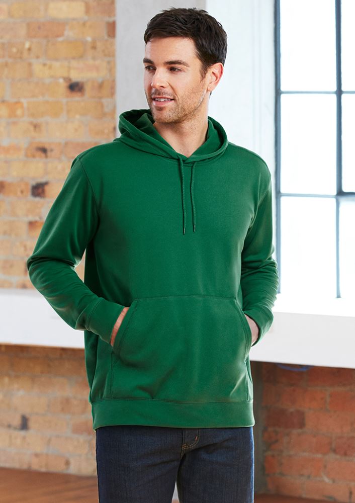 Navy men's pull-on hoodie featuring 100% polyester fleece, cozy kangaroo pocket, and loose-fit ribbed hem. Size 3XL.