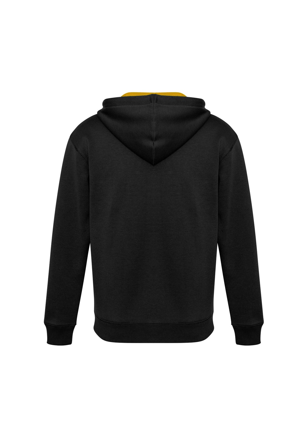 Kids Renegade Hoodie in Black/Gold/Silver, Size 8, features a zip neck, reflective trims, and cozy side pockets.
