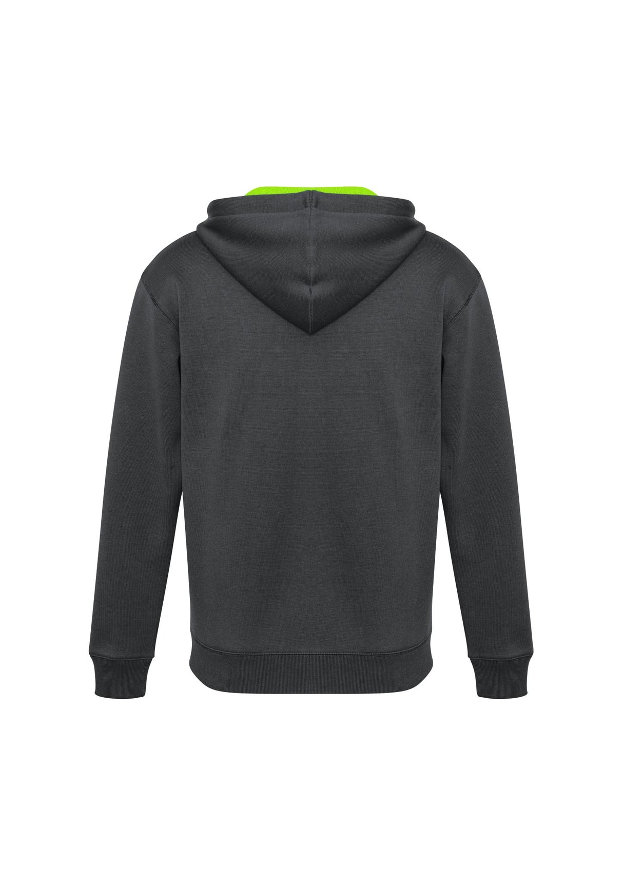Kids Renegade Hoodie in grey with fluoro lime accents, featuring zip neck, reflective trims, and cozy fleece fabric for active play.