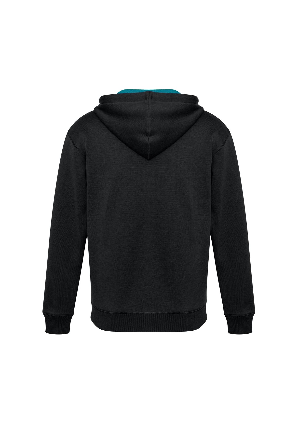 Adults Renegade Hoodie in Black, Teal, and Silver, size 5XL, featuring reflective trims, zip neck, and hand warmer pockets.