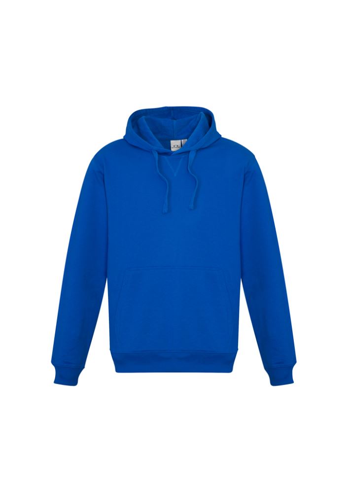 Men's Royal Crew Pullover Hoodie in size L, featuring a kangaroo pocket, wider drawstring, and ribbed cuffs for comfort.