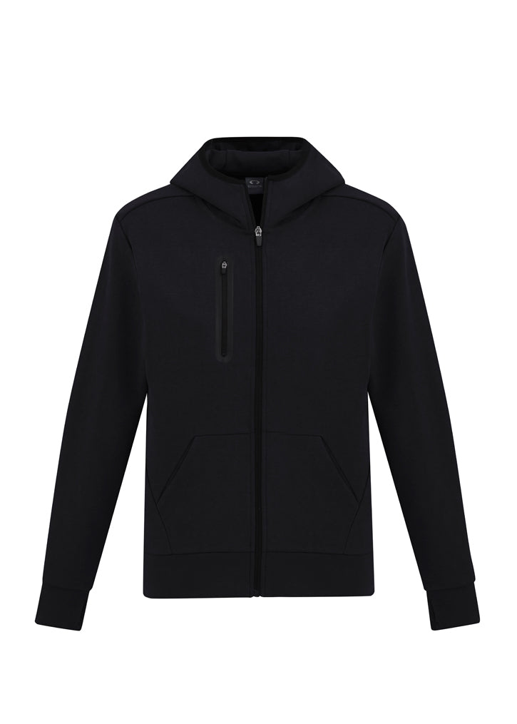 Men's Neo Hoodie in black, Size S, featuring a cozy hood, zippered chest pocket, and ergonomic fit for stylish comfort.