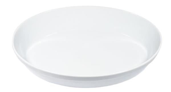 Large oval Molto Bene white porcelain baking dish, lightweight yet durable, perfect for cooking and baking enthusiasts.