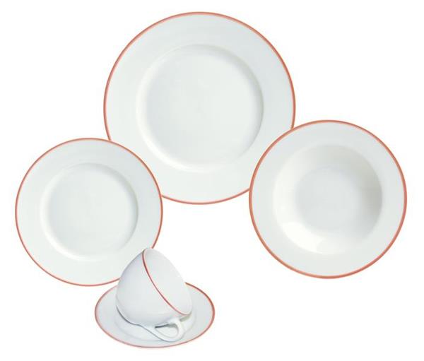 Elegant 20-piece white and rose gold porcelain dinner and tea set, ideal for everyday and special occasions.