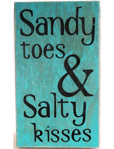 Colorful wall art featuring "Sandy Toes & Salt Kisses," ideal for adding fun to any space. Ready to hang. Size: 20x3.8xH35cm.