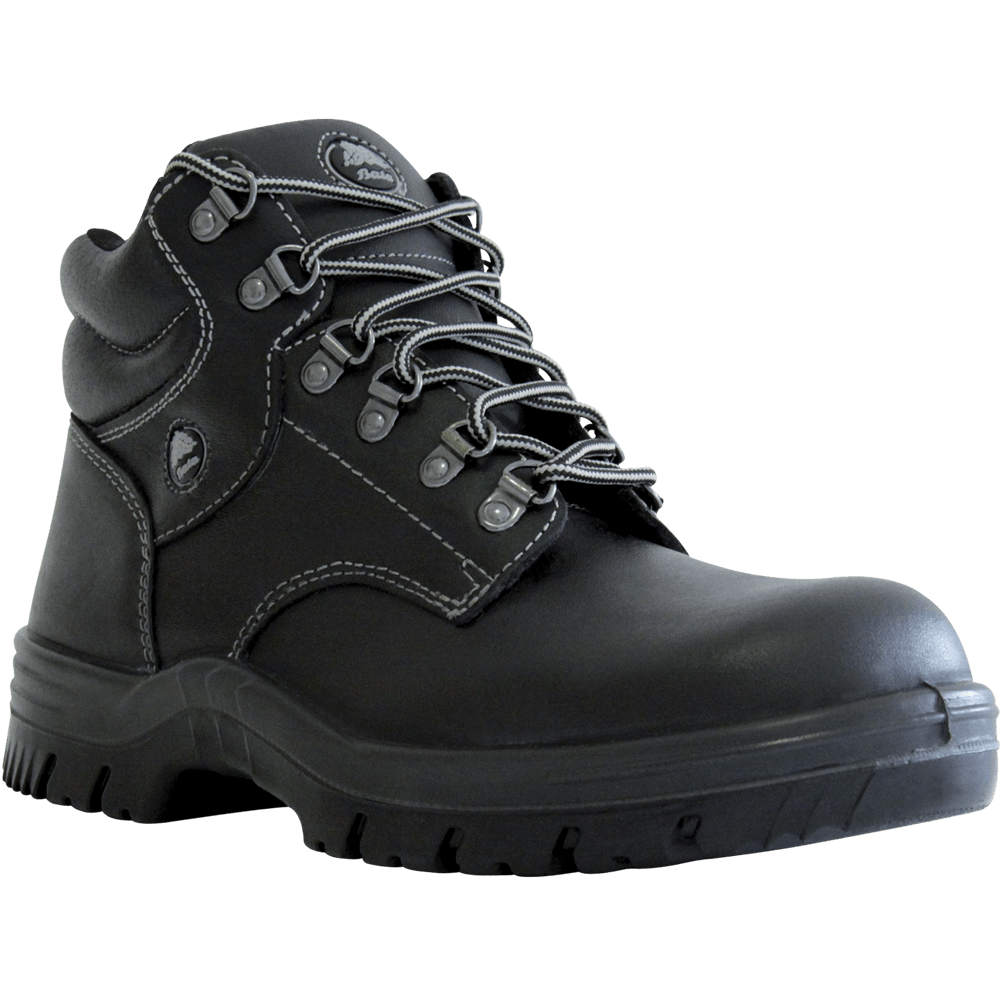 Bata Saturn Safety Boot in black leather, size 3, featuring a steel toecap and cushioned sole for comfort and protection.