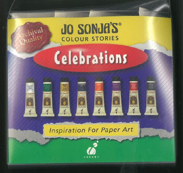 Set of 8 vibrant acrylic paint tubes by Jo Sonja for artists, featuring colors like Titanium White and Ultramarine Blue.