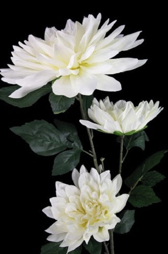 Set of 5 white artificial giant dahlias, 125cm tall, perfect for elegant home decor and events, made from high-quality poly silk.