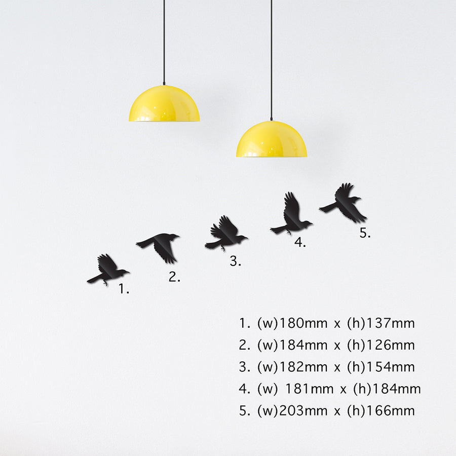 Kiwiana Wall Art showcasing a vibrant Flying Flock of Tuis, crafted from durable Aluminium Composite Material for indoor/outdoor display.