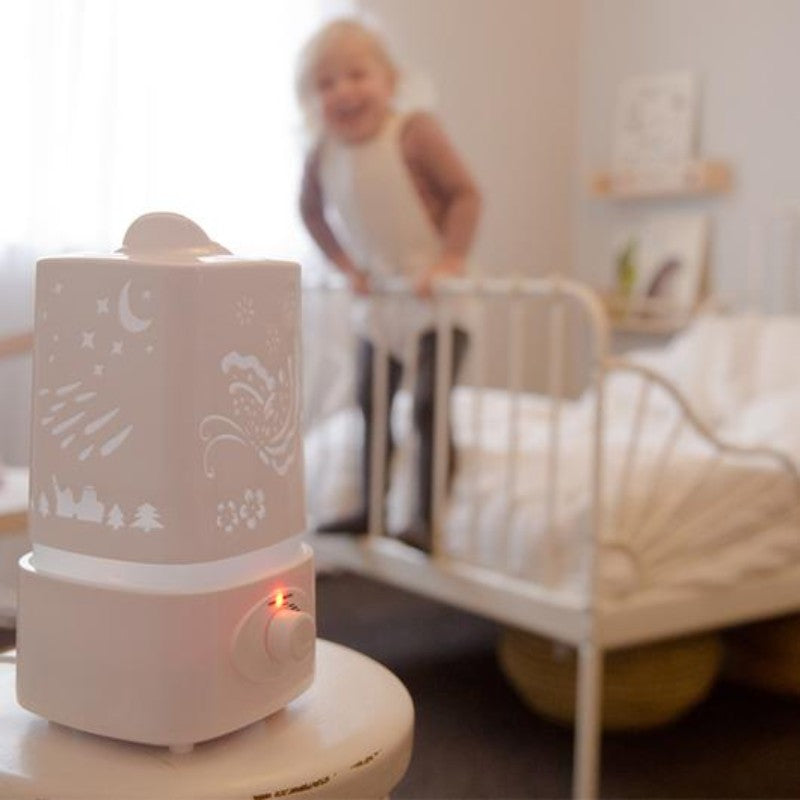 Moose Blissful Bedtime Humidifier with 1500ml tank, enhancing comfort with soothing mist and essential oil options for better sleep.