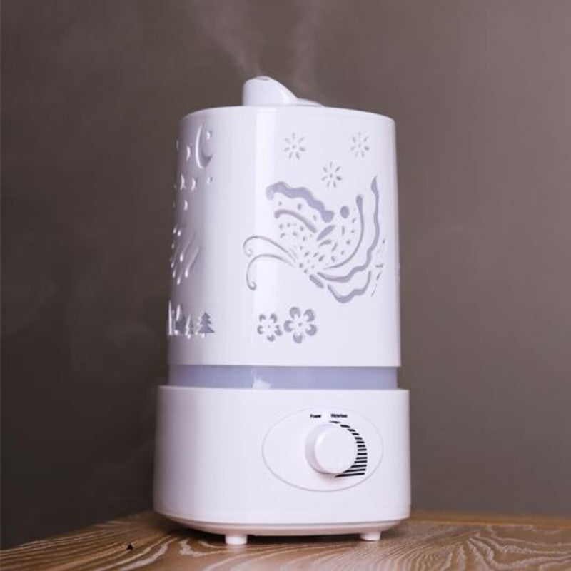 Moose Blissful Bedtime Humidifier releasing soothing mist, enhancing air quality, and featuring LED lights for a restful environment.