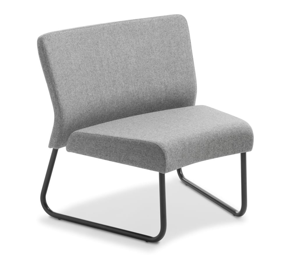 Modular black frame chair by Synergy Partner, featuring sturdy design, lumbar support, and customizable upholstery for modern spaces.