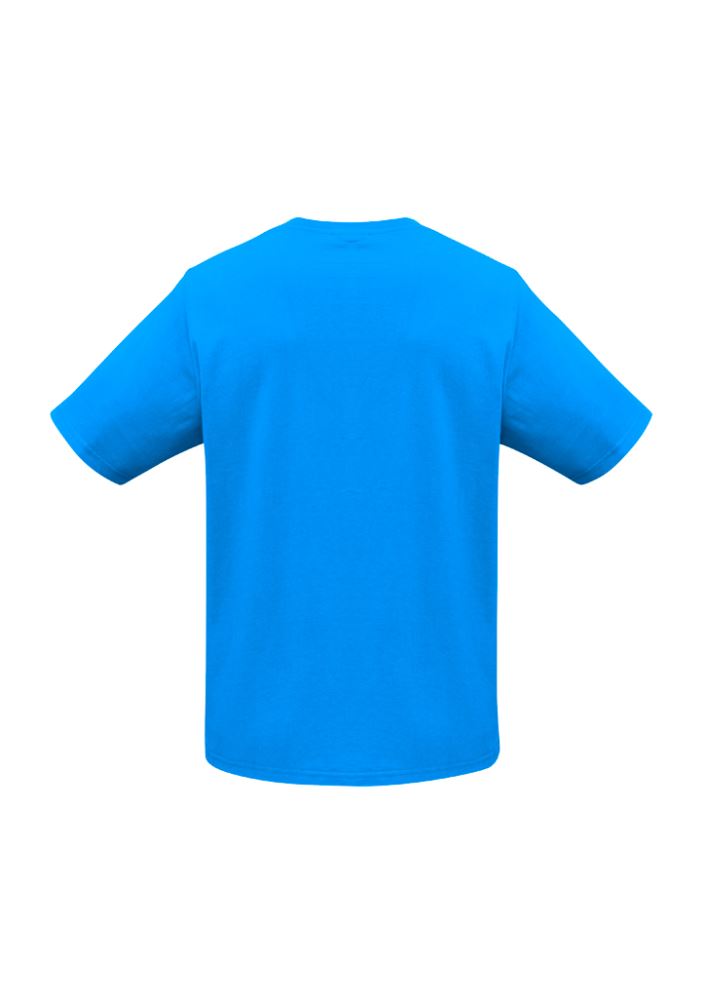 Men's Ice Tee in Neon Cyan, Size XL, featuring a ribbed neck, durable hems, and lightweight fabric for comfort and style.