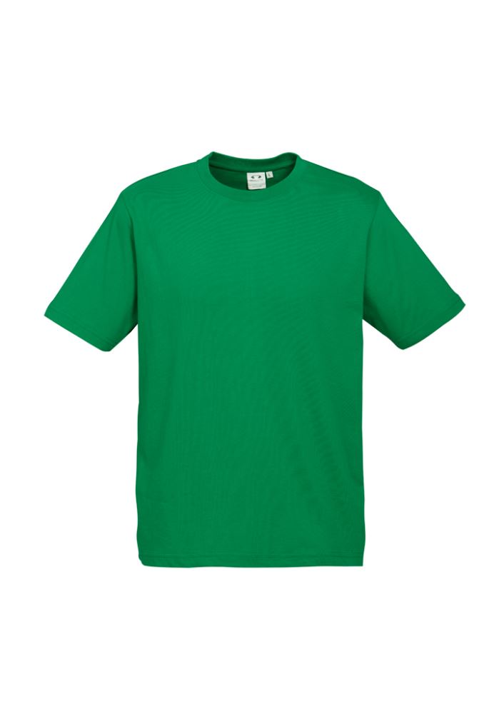 Kids Ice Tee in Kelly Green, Size 10, made of soft, durable cotton with ribbed collar for comfort and flexibility.