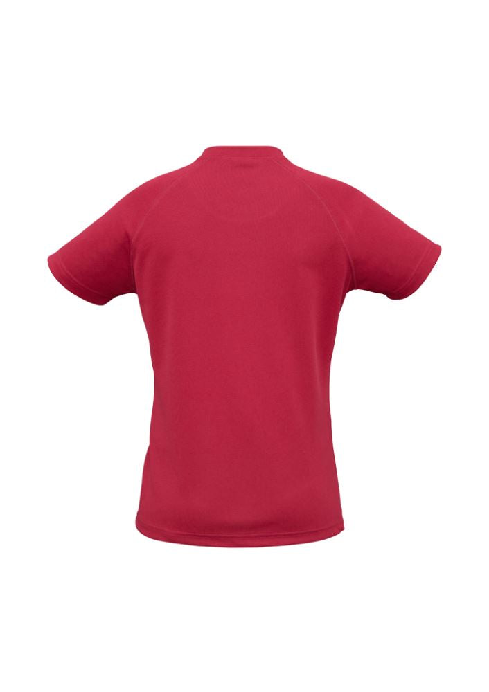 Ladies Sprint Tee in red, size 12, made from breathable BIZ COOL™ fabric, perfect for activewear and outdoor activities.