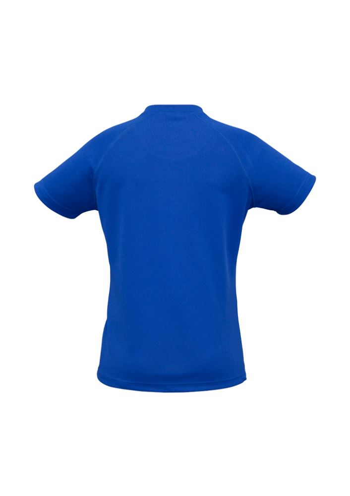 Ladies Sprint Tee in royal blue, size 14, made from breathable polyester with moisture-wicking and sun protection features.