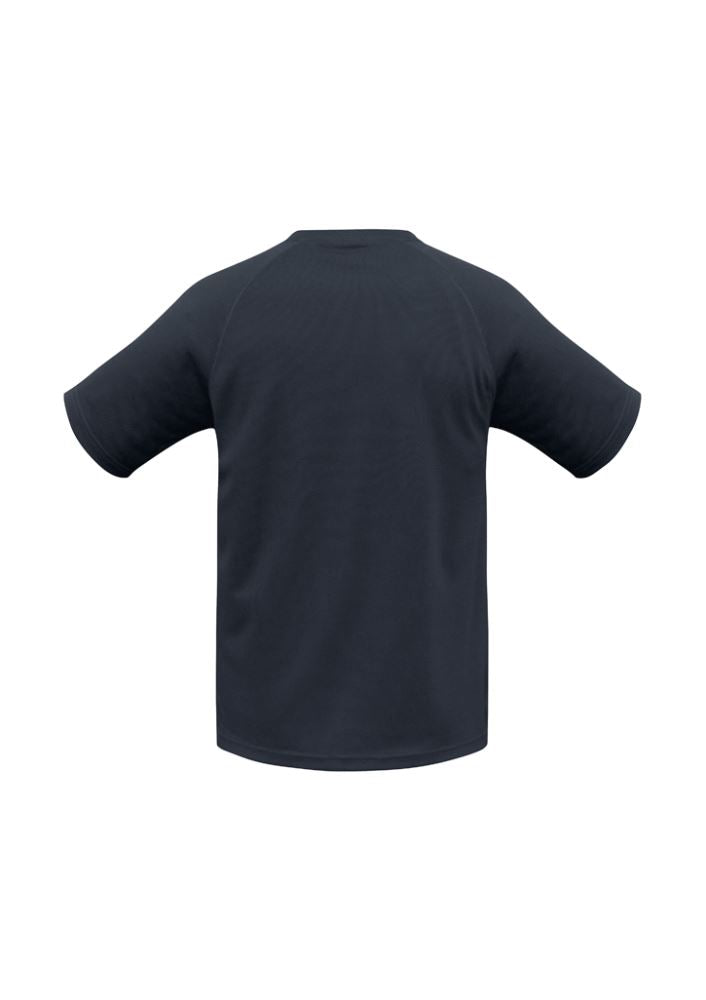 Kids Sprint Tee in navy, Size 10, made of breathable polyester with UPF protection, designed for active outdoor play.