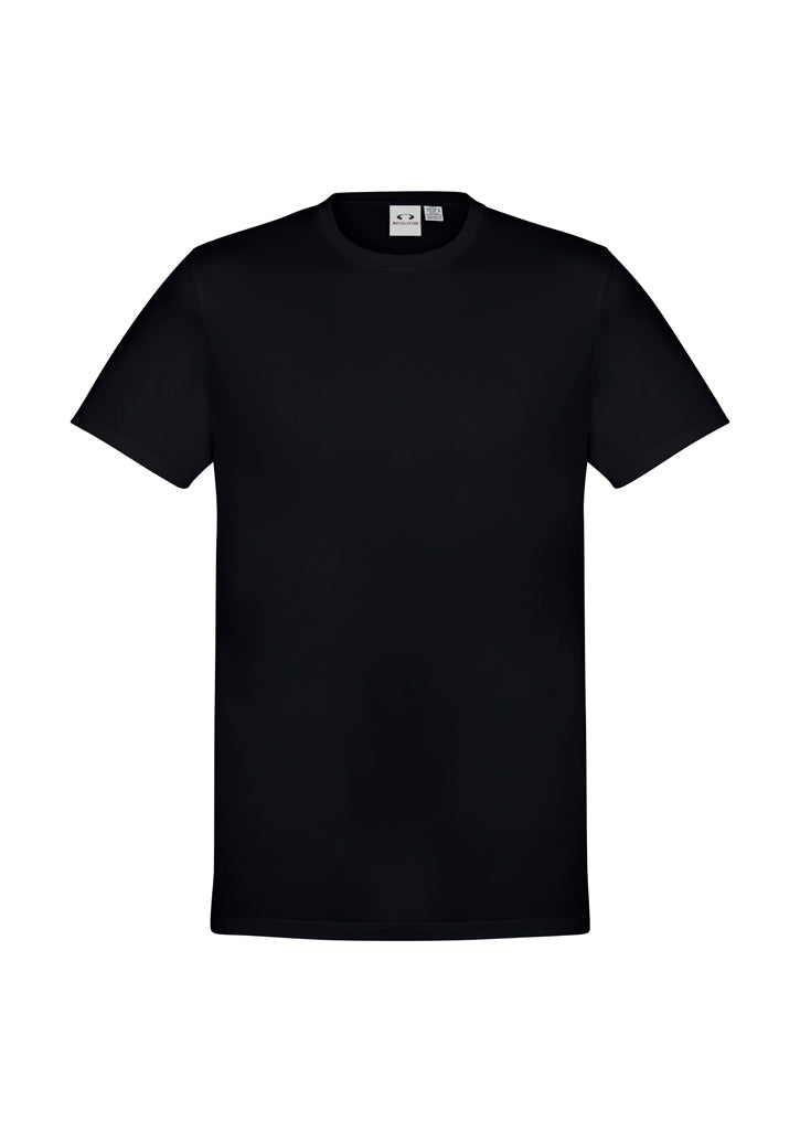 Solid Black Men's Aero Tee in 5XL, featuring breathable, anti-shrink fabric with classic crew neck and modern athletic design.