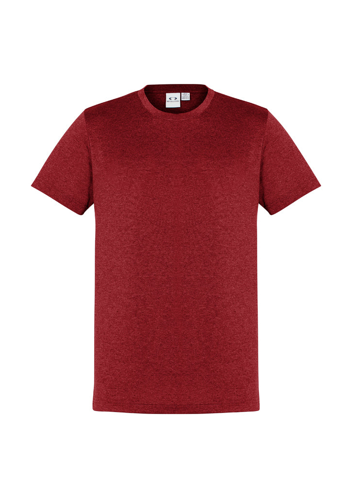 Men's Aero Tee in red, size XL, features breathable fabric, UPF protection, and a modern athletic look for activewear.