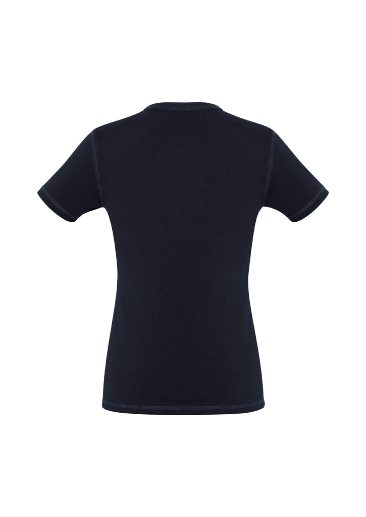 Ladies Vintage Tee in Ink, Size 14, featuring a stone-washed finish, crew neck, and Henley placket for a chic, timeless look.