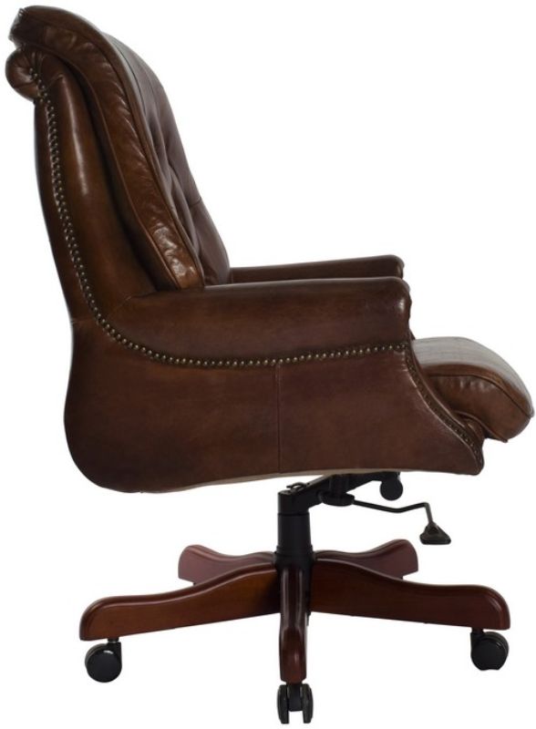 Leather - Bankers Chair - Vintage Cigar Brown