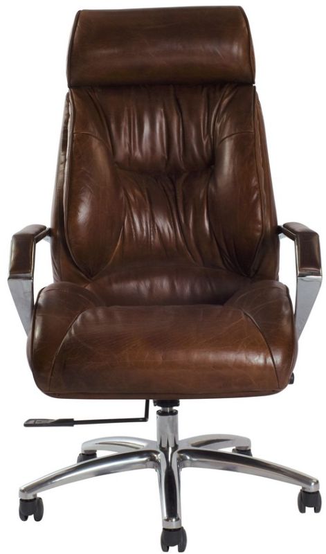 Leather General Managers Desk Chair - Vintage Cigar Brown