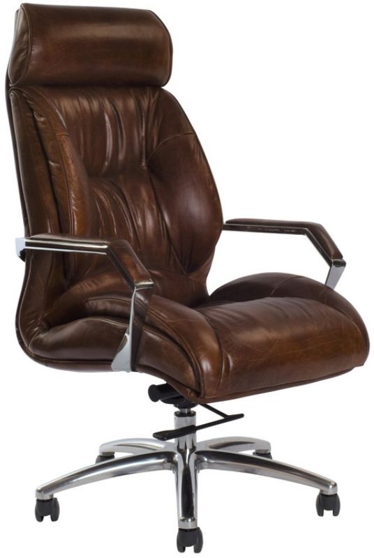 Leather General Managers Desk Chair - Vintage Cigar Brown