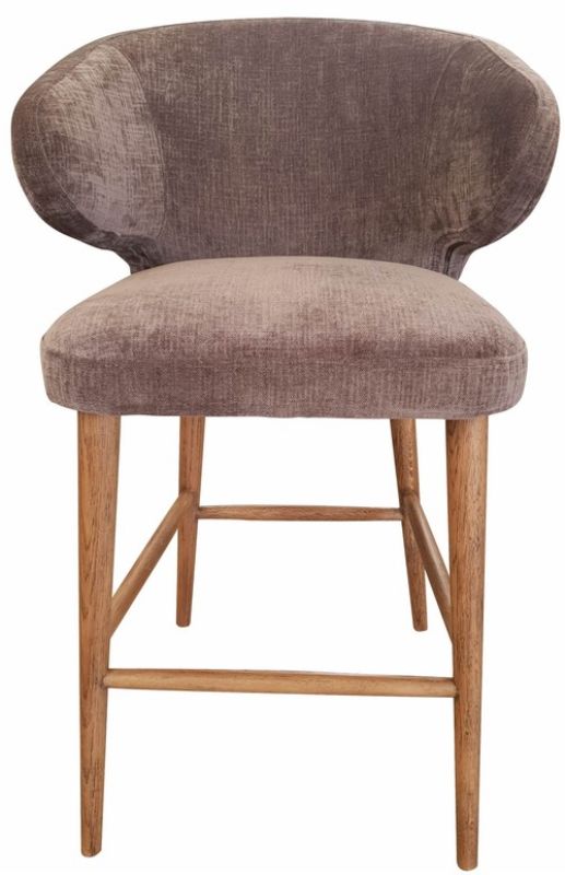Barstool Venus Grey Chenille - Seat Height 65cm