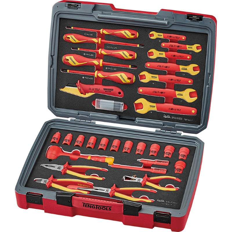 Teng 37pc Mecca Pro Electrician Tool Kit in durable case, featuring insulated tools for safe, professional electrical work.