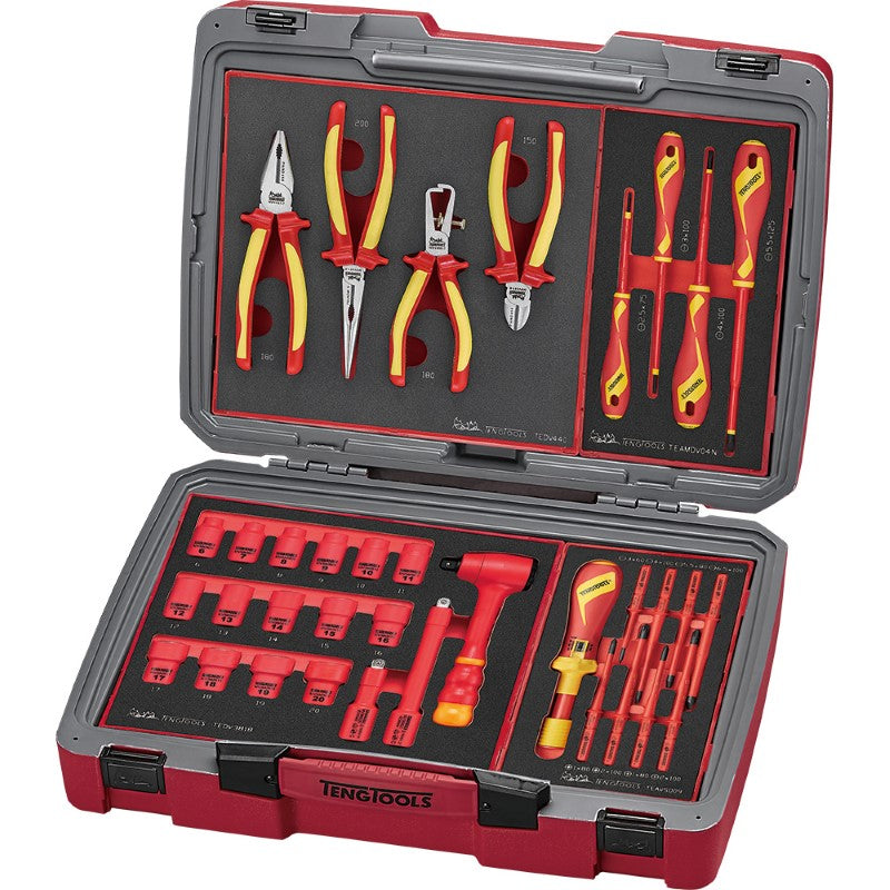 Teng 36pc Mecca Pro TC-6T Electrician Tool Kit in sturdy case, featuring 1,000V tools for safe electrical work and organization.