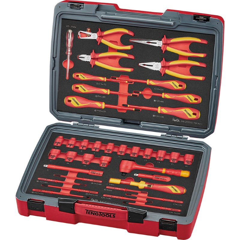 Teng 39pc Mecca Pro TC-6T Electrician Tool Kit in EVA case, featuring insulated tools approved for live work up to 1000 volts.