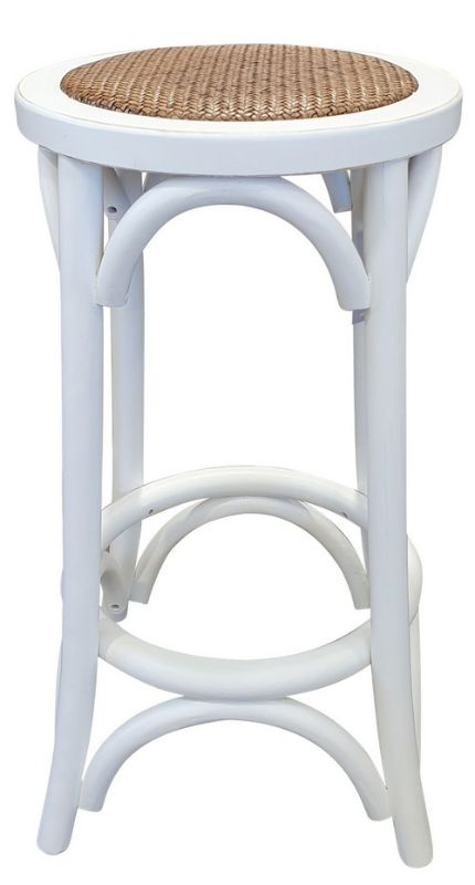 Elegant Barstool made of white elm wood with a rattan seat, perfect for stylish and durable dining experiences.