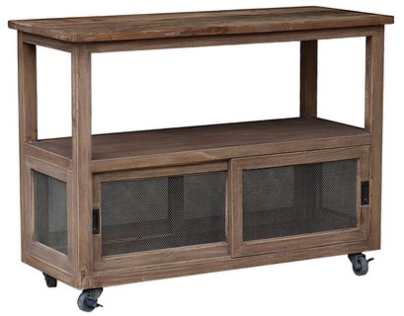 Console With Chicken Wire Sliding Doors - Old Elm (122cm)