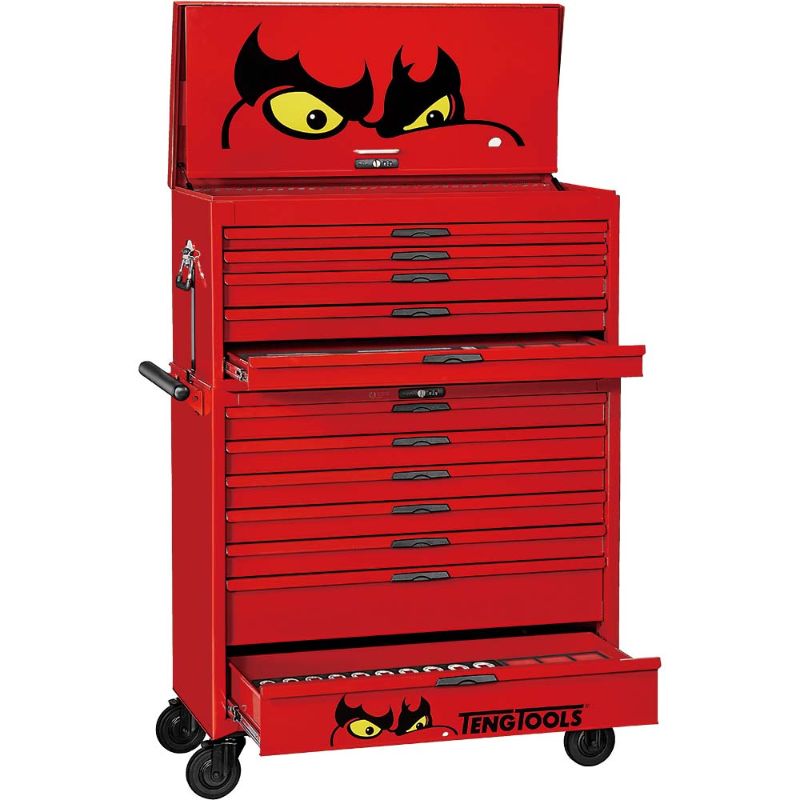 Teng 846pc Tool Kit in red, featuring organized foam trays, suitable for automotive and home repairs, with professional quality tools.