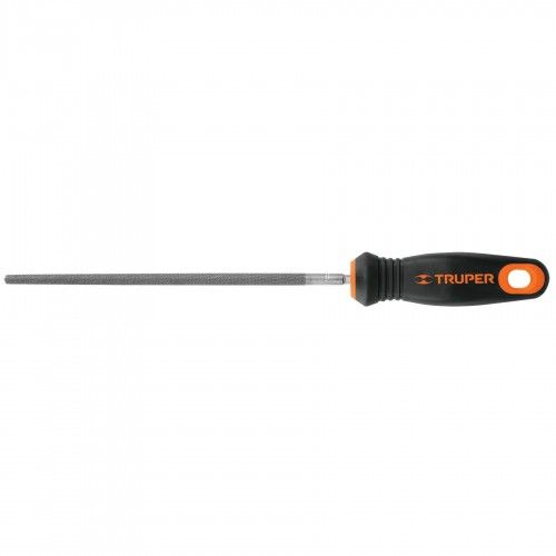 ROUND Bastard Cut TRUPER file (200mm) with heat-treated chrome steel, comfort grip handle, ideal for shaping holes and curves.
