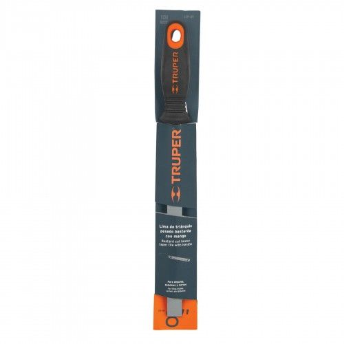 Triangular Bastard Cut TRUPER file with ergonomic handle, 200mm, ideal for sharpening tools and tackling angles and corners.
