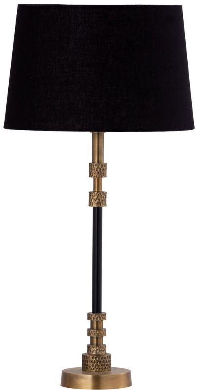 Table Lamp & Shade - Black W/Brass Antique / Black Cotton - 300*200